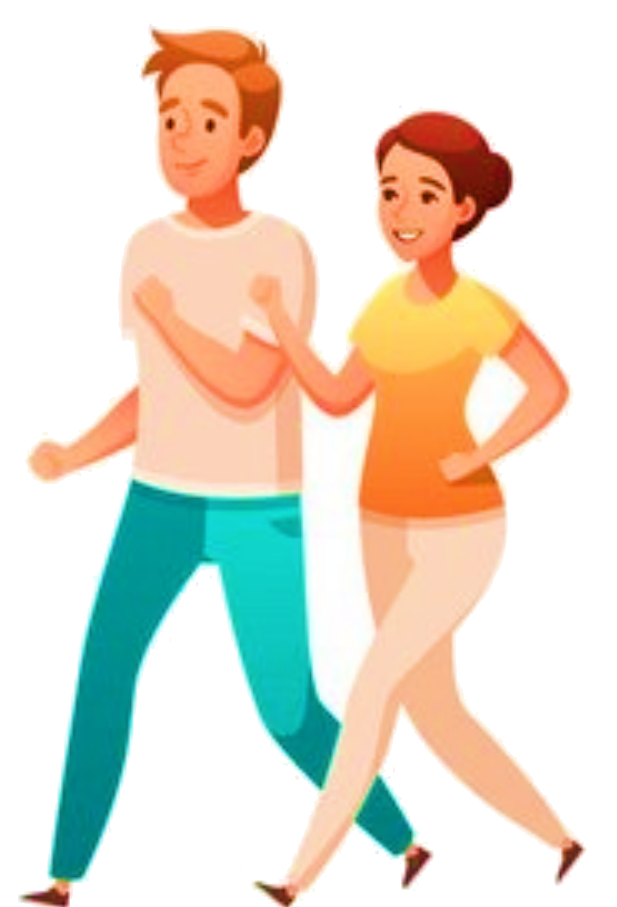 Illustration of two adults walking together
